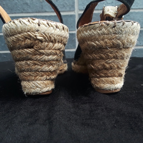 Browns Black Suede Espadrille Sling-back Wedge Sandal - Picture 6 of 7
